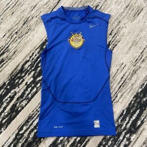 Nike Pro Dri Fit Combat Compression "Oquinn Gold" Shirt Mens S Sleeveless Blue🔥